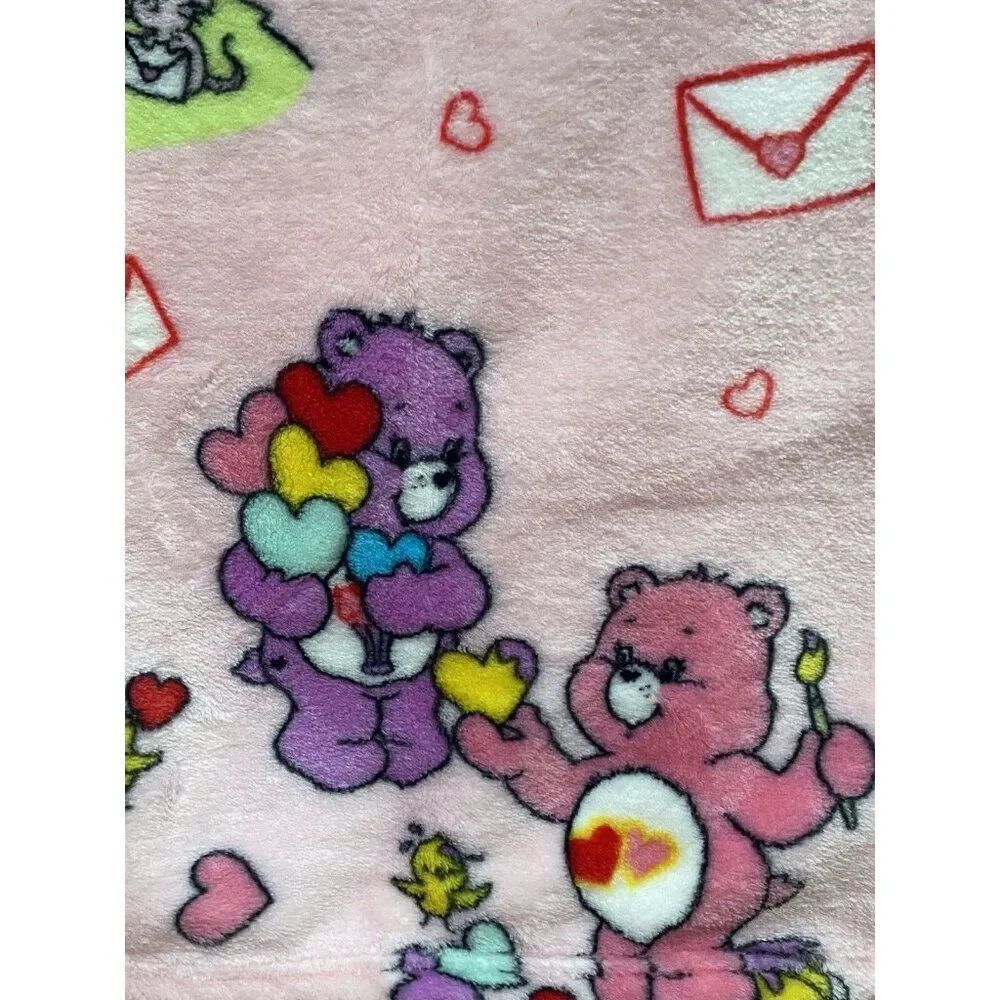 Care Bears Love A Lot Bear Throw Blanket 50 X 70”‎ Valentines Love Letters NEW